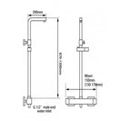 8 inch Square Matte Black Twin Shower Set with Thermostatic Mixer Bottom Water Inlet Adjustable Rail - NZHomeware