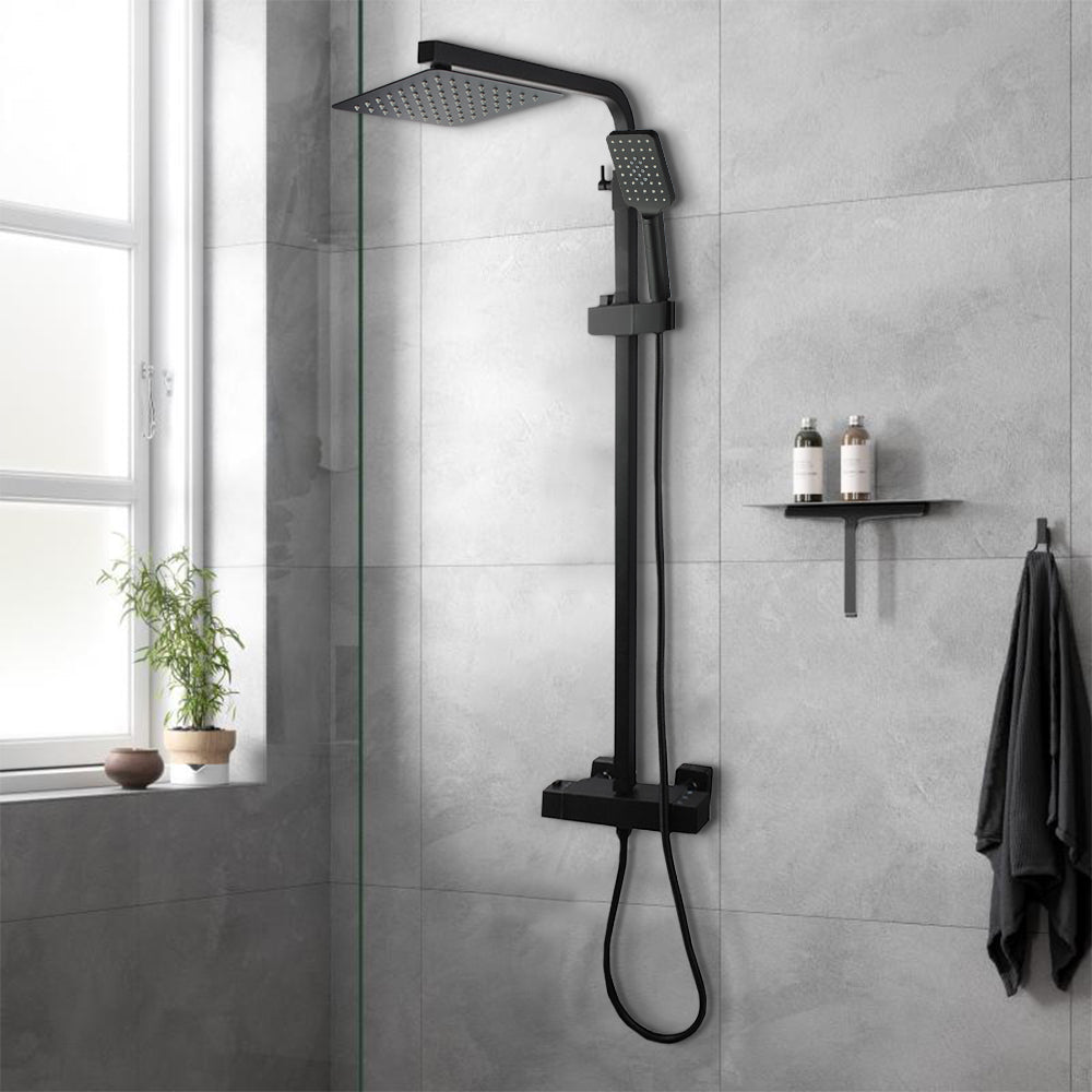8 inch Square Rain Shower Head ABS Handheld Rail Thermostatic Mixer Tap ...