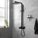 8 inch Square Matte Black Twin Shower Set with Thermostatic Mixer Bottom Water Inlet Adjustable Rail - NZHomeware