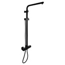 8 inch Square Matte Black Twin Shower Set with Thermostatic Mixer Bottom Water Inlet Adjustable Rail - NZHomeware