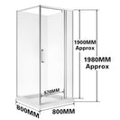 800*800*1900mm Swing Door Square Shower Box - NZHomeware
