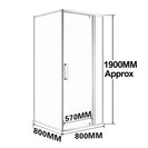 800*800*1900mm Swing Shower Glass Door and Return Only - NZHomeware
