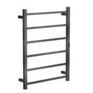 800Hx600Wx110D Gunmetal Grey Electric Heated Towel Rack With Timer 6 Bars - NZHomeware