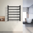 800x600x120mm Square Matt Black Electric Heated Towel Rack 6 Bars - NZHomeware