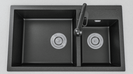 860x460x220mm Black Granite Stone Kitchen Laundry Sink Double Bowls Top/Undermount - NZHomeware