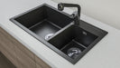 860x460x220mm Black Granite Stone Kitchen Laundry Sink Double Bowls Top/Undermount - NZHomeware