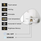 860x740mm Special LED Wall Mirror with Motion Sensor Auto On Demister Touch Switch 3 Colours Lighting on 20mm Rim - NZHomeware