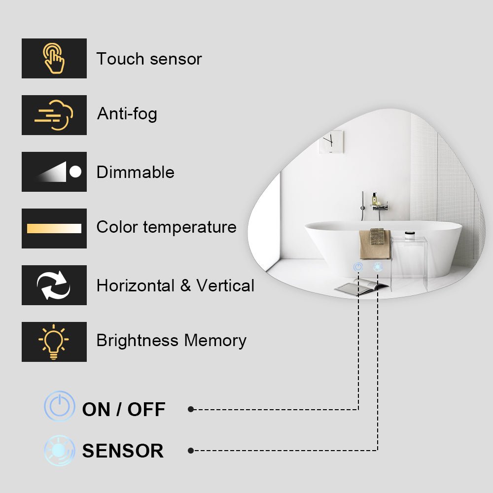 860x740mm Motion Sensor LED Mirror w/ 3-Colour Light – NZHomeware