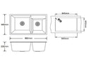 860x460 Black Granite Kitchen Sink Double Bowl Top Undermount