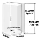 900*750*1900mm Swing Door Rectangle Shower Box - NZHomeware