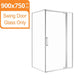 900*750*1900mm Swing Shower Glass Door and Return Only - NZHomeware