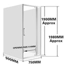 900*750*900mm 1900mm Height 3 - Side Swing Door Rectangle Shower Box - NZHomeware
