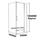 900*900*1900mm Swing Shower Glass Door and Return Only - NZHomeware