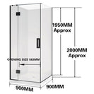 900*900*1950mm Black Frameless Swing Door Square Shower Box - NZHomeware