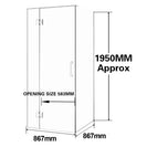 900*900*1950mm Chrome Frameless Shower Door & Return Panel - NZHomeware