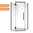 900*900*2050mm Black Frameless Diamond Shower Box - NZHomeware