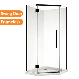 900*900*2050mm Black Frameless Diamond Shower Box - NZHomeware