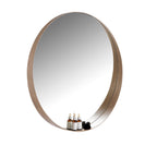 900mm Round Bathroom Vanity Decor MDF Frame Wall Mirror 2 Bracket Storage Shelf Half Moon Border - NZHomeware