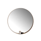 900mm Round Bathroom Vanity Decor MDF Frame Wall Mirror 2 Bracket Storage Shelf Half Moon Border - NZHomeware