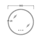 900mm Round LED Wall Mirror with Motion Sensor Auto On Demister Touch Switch 3 Colours Lighting on 20mm Rim - NZHomeware