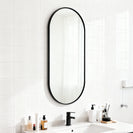 900x400x20mm Black Aluminum Framed Oval Bathroom Wall Mirror - NZHomeware