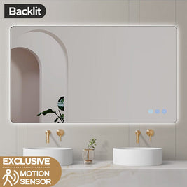 900x750mm Rectangle LED Mirror with Motion Sensor Demister Backlit Touch Switch 3 Colours Lighting Frameless - NZHomeware