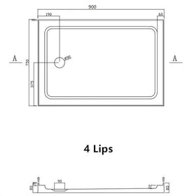 900x750mm Rectangle Shower Tray Center/Size Waste - NZHomeware