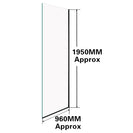 960*1950mm Black Walk In Frameless Shower Glass With 2 Channels - NZHomeware