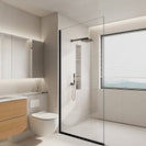 960*1950mm Black Walk In Frameless Shower Glass With 2 Channels - NZHomeware
