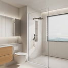 960*1950mm Chrome Walk In Frameless Shower Glass With 2 Channels - NZHomeware