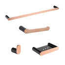 Rose Gold Wall Mounted Bathroom Accessories Set – Robe Hook, Toilet Paper Holder, Towel Rail, Dish Holder Kit