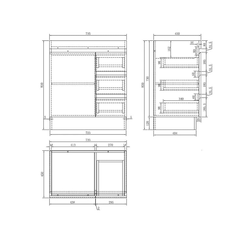 MADRID 750MM Plywood Floor Standing Vanity - Light Oak size guide 1