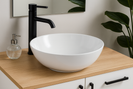 390*390*140mm Bathroom Round Above Counter Gloss White Ceramic Wash Basin