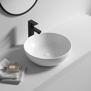 390*390*140mm Bathroom Round Above Counter Gloss White Ceramic Wash Basin