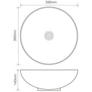 390*390*140mm Bathroom Round Above Counter Gloss White Ceramic Wash Basin