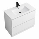 900MM Plywood 2 Drawers Floor Standing Vanity - White Gloss