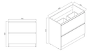 900MM Plywood 2 Drawers Floor Standing Vanity - White Gloss