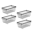 4 Pack Stackable Black Freezer Storage Baskets Carbon Steel Organizer Bins with Handles