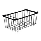 4 Pack Stackable Black Freezer Storage Baskets Carbon Steel Organizer Bins with Handles