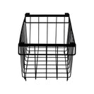 4 Pack Stackable Black Freezer Storage Baskets Carbon Steel Organizer Bins with Handles