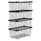 4 Pack Stackable Black Freezer Storage Baskets Carbon Steel Organizer Bins with Handles