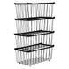 4 Pack Stackable Black Freezer Storage Baskets Carbon Steel Organizer Bins with Handles