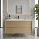 Heitor 900MM Wall Hung Fluted Plywood Vanity-Light Oak