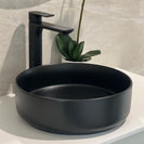 355mm Bathroom Above Counter Matt Black Ceramic Wash Basin