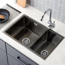 710x450x205mm 1.2mm Gunmetal Grey Stainless Steel Handmade Double Bowls Sink