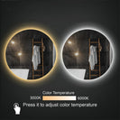 800mm Round LED Mirror with Demister Backlit Touch Switch 3 Colours Lighting Frameless