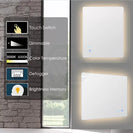 750x600mm Rectangle LED Mirror with Motion Sensor Demister Switch Backlit Touch Switch 3 Colours Lighting Frameless