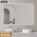 750x600mm Rectangle LED Mirror with Motion Sensor Demister Switch Backlit Touch Switch 3 Colours Lighting Frameless