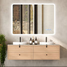 750x600mm Rectangle LED Mirror with Motion Sensor Auto On Demister Touch Switch 3 Colours Lighting on Rim Frameless PC Lampshade
