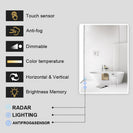 750x600mm Rectangle LED Mirror with Motion Sensor Auto On Demister Touch Switch 3 Colours Lighting on Rim Frameless PC Lampshade